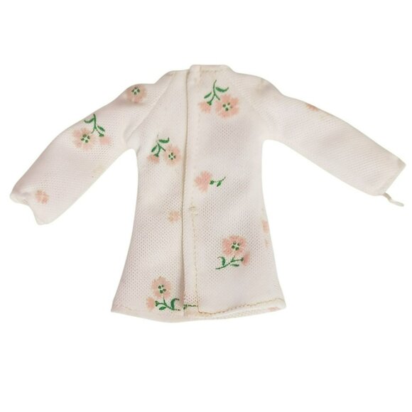 Vintage Handmade 60s Cream Floral Dress For 12-Inch Barbie/Clone Doll - Picture 6 of 7